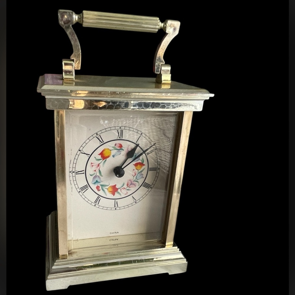 Gold Floral Table Top Clock Decorative